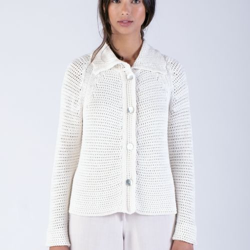 White 2024 crochet jacket