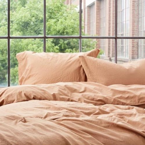 Crinkled Percale Duvet Cover-King - Coyuchi