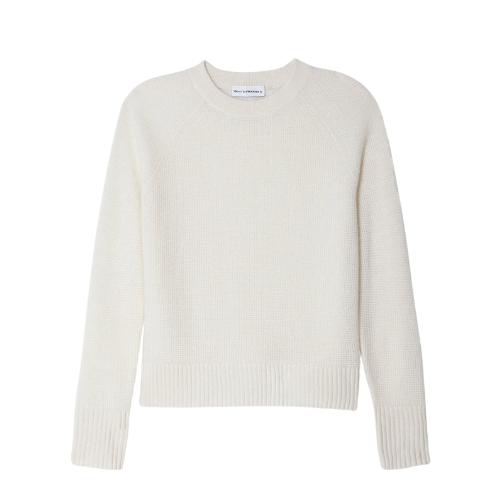 Cashmere Waffle Sweatshirt - White + Warren