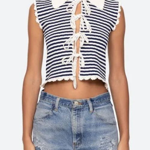 Abbie Knit Vest in Striped - Sea NY