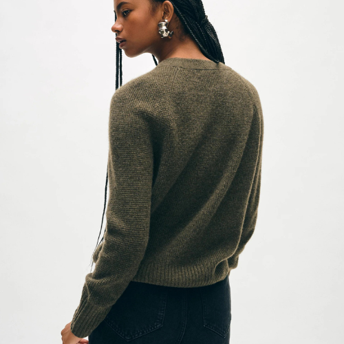 Cashmere Waffle Sweatshirt - White + Warren