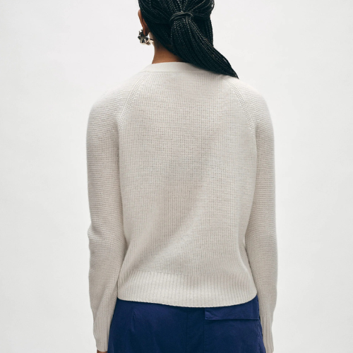 Cashmere Waffle Sweatshirt - White + Warren