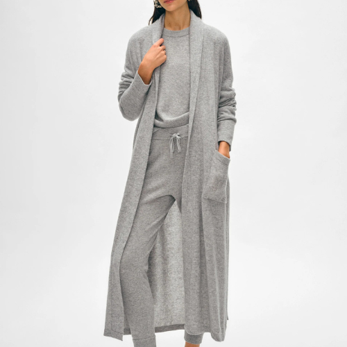 Cashmere Long Robe - White + Warren