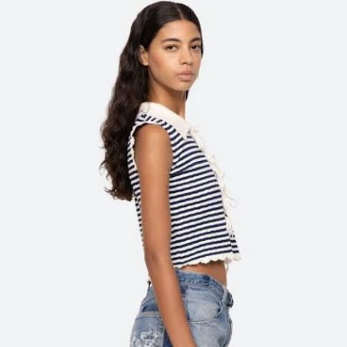 Abbie Knit Vest in Striped - Sea NY