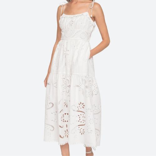 Liat Eyelet Embroidered Midi-Dress - Sea NY