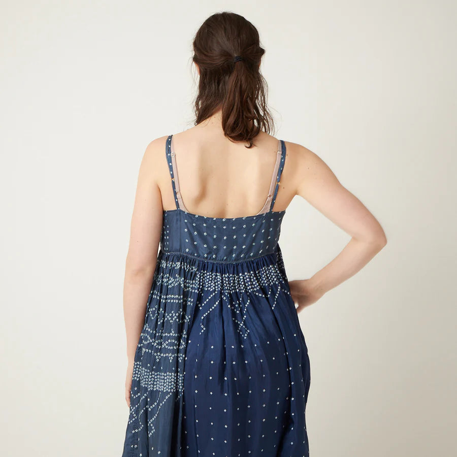 Cotton Silk Dress in Blue - Injiri