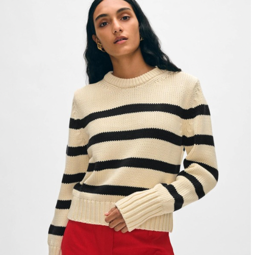 Striped Crewneck - White + Warren